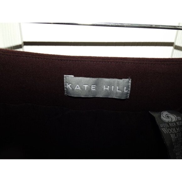 Kate Hill 10 burgundy wool ruffle hem side zip straight skirt - Picture 3 of 4
